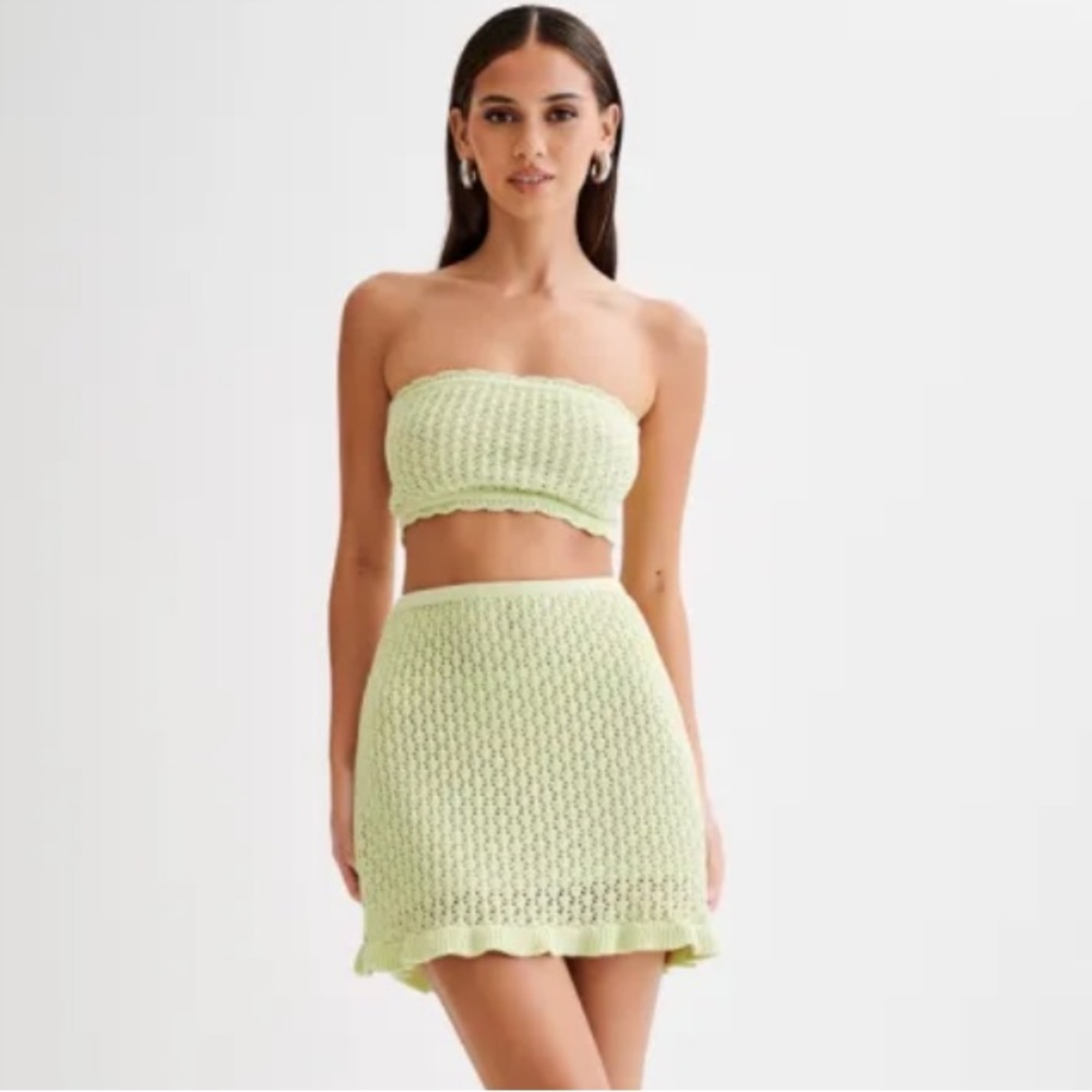 Meshki Serina Crochet Bandeau Top in Seafoam Green
